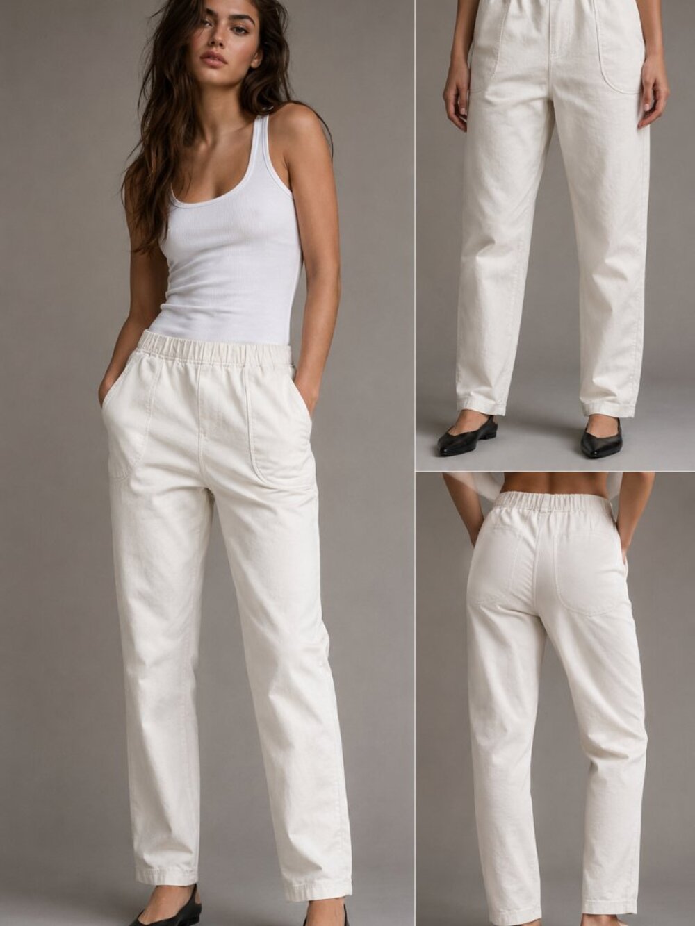 Croft & Barrow Petite Stretch White Pull-On Pants Size 12P